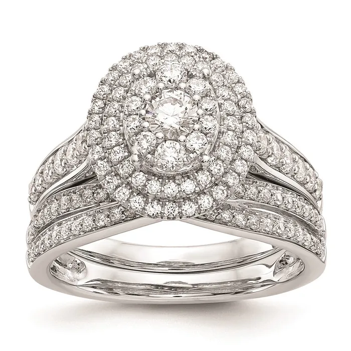 Rings Goldiacom 14K White Gold Real Diamond Cluster Wedding Band