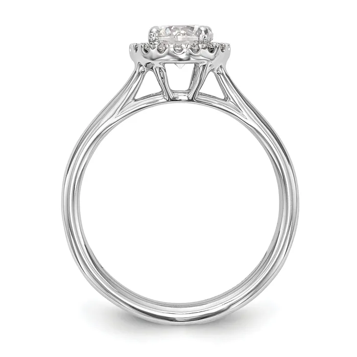 Rings Goldiacom 14k White Gold Round Halo Simulated Diamond Split Shank Engagement Ring