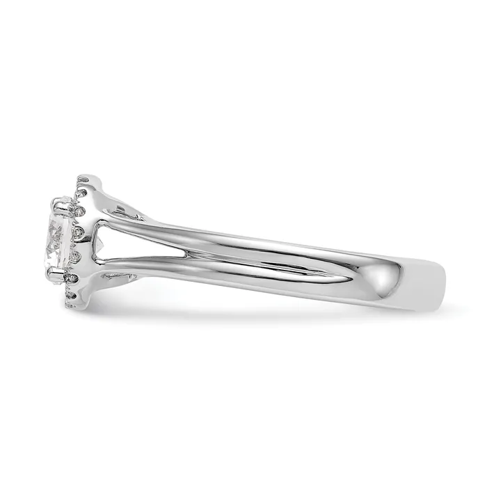 Rings Goldiacom 14k White Gold Round Halo Simulated Diamond Split Shank Engagement Ring