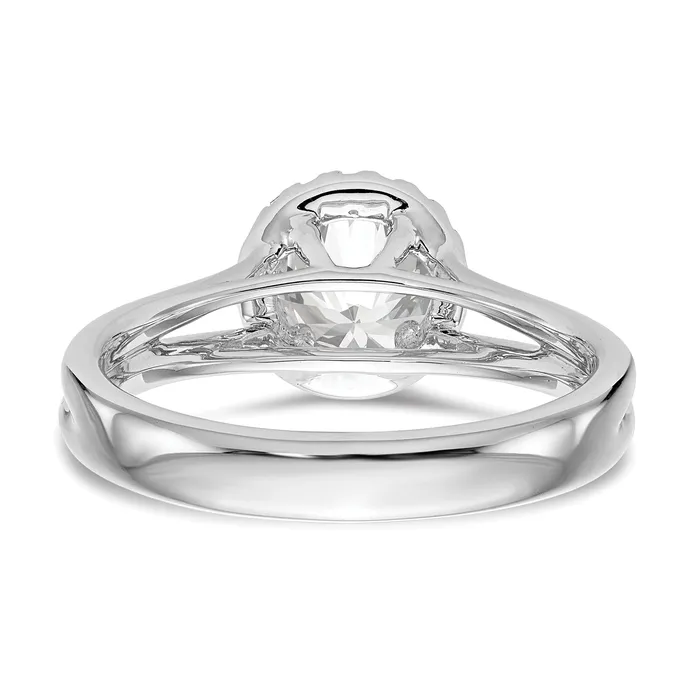 Rings Goldiacom 14k White Gold Round Halo Simulated Diamond Split Shank Engagement Ring