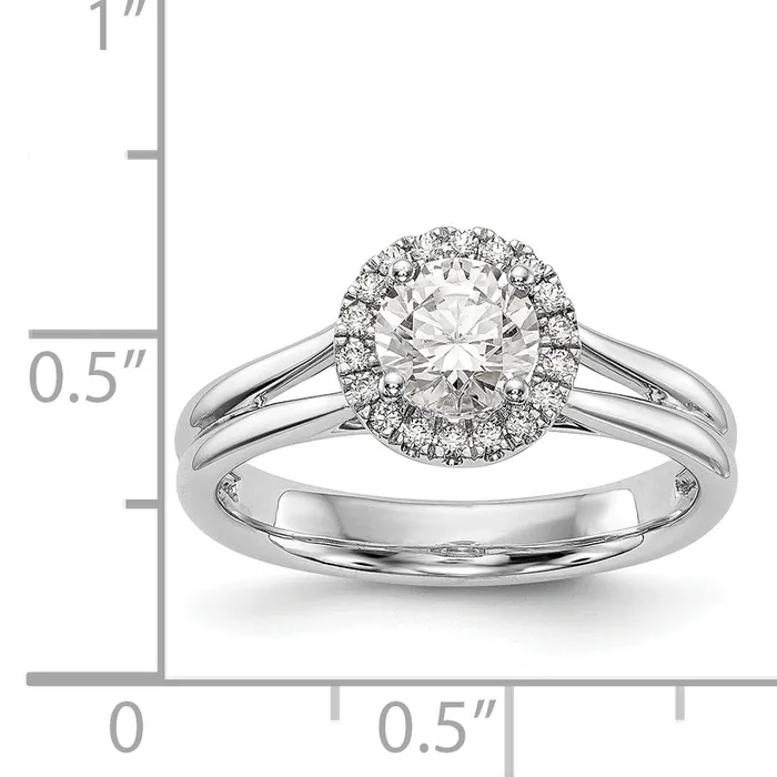 Rings Goldiacom 14k White Gold Round Halo Simulated Diamond Split Shank Engagement Ring