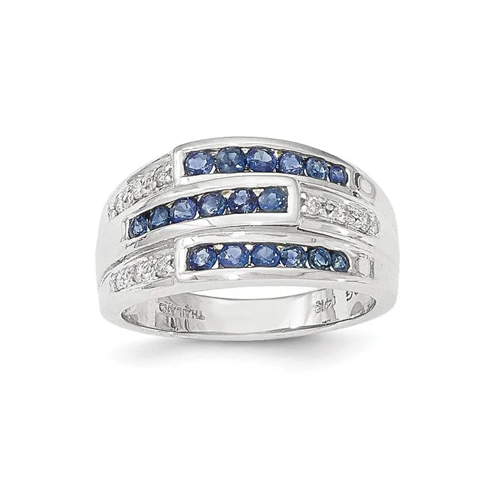 Rings Goldiacom 14k White Gold Sapphire Real Diamond Ring