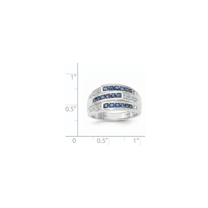 Rings Goldiacom 14k White Gold Sapphire Real Diamond Ring