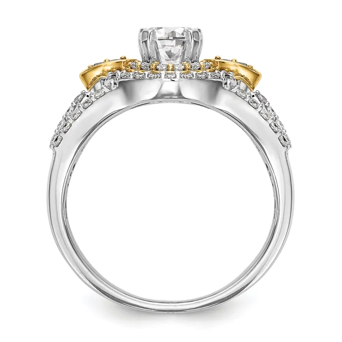 Rings Goldiacom 14KTT Peg Set Simulated Diamond Round Halo Engagement Ring