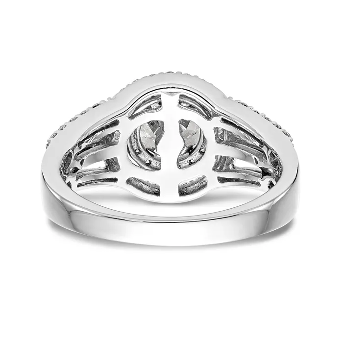 Rings Goldiacom 14KTT Peg Set Simulated Diamond Round Halo Engagement Ring