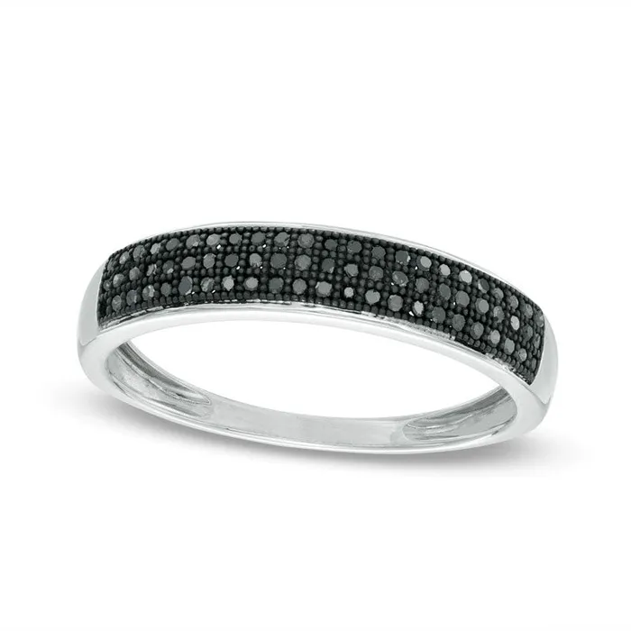 Rings Goldia Mens 020 CT TW Enhanced Black Natural Diamond Band in Solid 10K White Gold