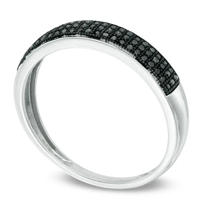 Rings Goldia Mens 020 CT TW Enhanced Black Natural Diamond Band in Solid 10K White Gold