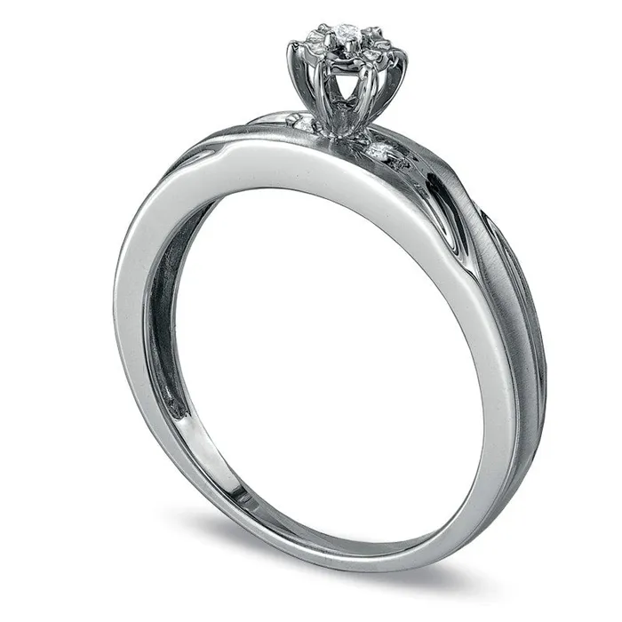 Rings Goldia Natural Diamond Accent Engagement Ring in Solid 10K White Gold