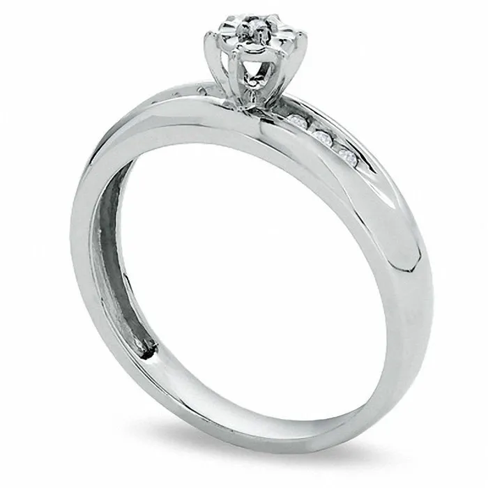 Rings Goldia Natural Diamond Accent Engagement Ring in Solid 10K White Gold Rings Goldia Natural Diamond Accent Engagement Ring in Solid 10K White Gold