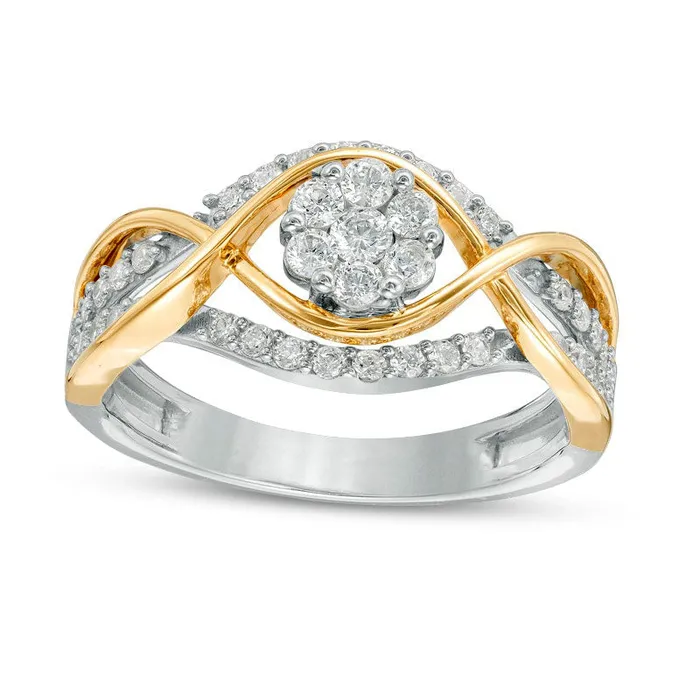 Rings Goldia Previously Owned 063 CT TW Composite Natural Diamond Twist Ring in Solid 10K TwoTone Gold