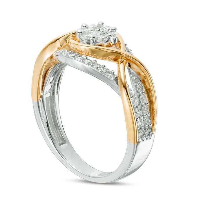 Rings Goldia Previously Owned 063 CT TW Composite Natural Diamond Twist Ring in Solid 10K TwoTone Gold