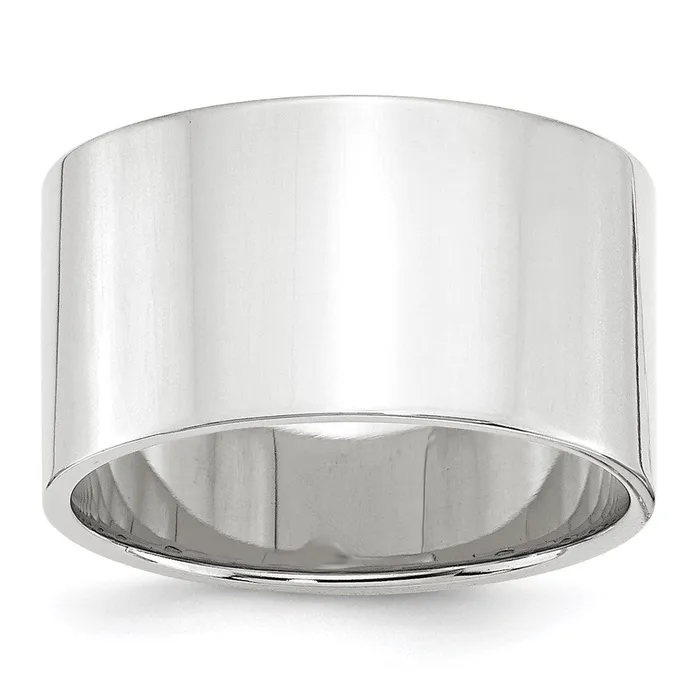 Rings Goldia Solid 10K White Gold 12mm Light Weight Flat MensWomens Wedding Band Ring Size 7