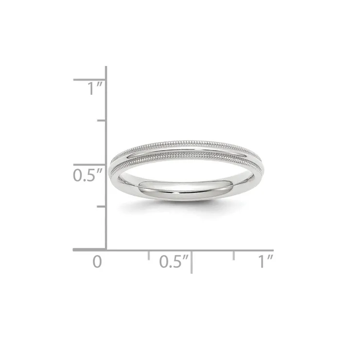 Rings Goldia Solid 10K White Gold 3mm Milgrain Comfort Fit MensWomens Wedding Band Ring Size 11