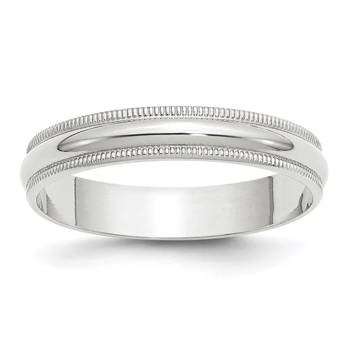 Rings Goldia Solid 10K White Gold 4mm Light Weight Milgrain Half Round MensWomens Wedding Band Ring Size 135