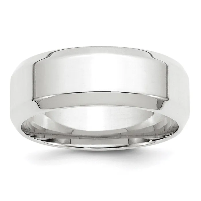 Rings Goldia Solid 10K White Gold 8mm Bevel Edge Comfort Fit MensWomens Wedding Band Ring Size 45