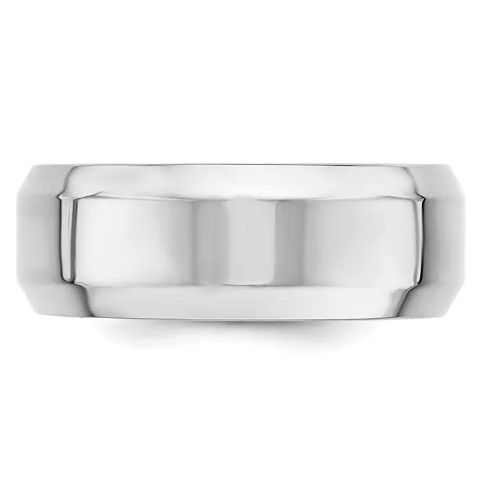 Rings Goldia Solid 10K White Gold 8mm Bevel Edge Comfort Fit MensWomens Wedding Band Ring Size 45