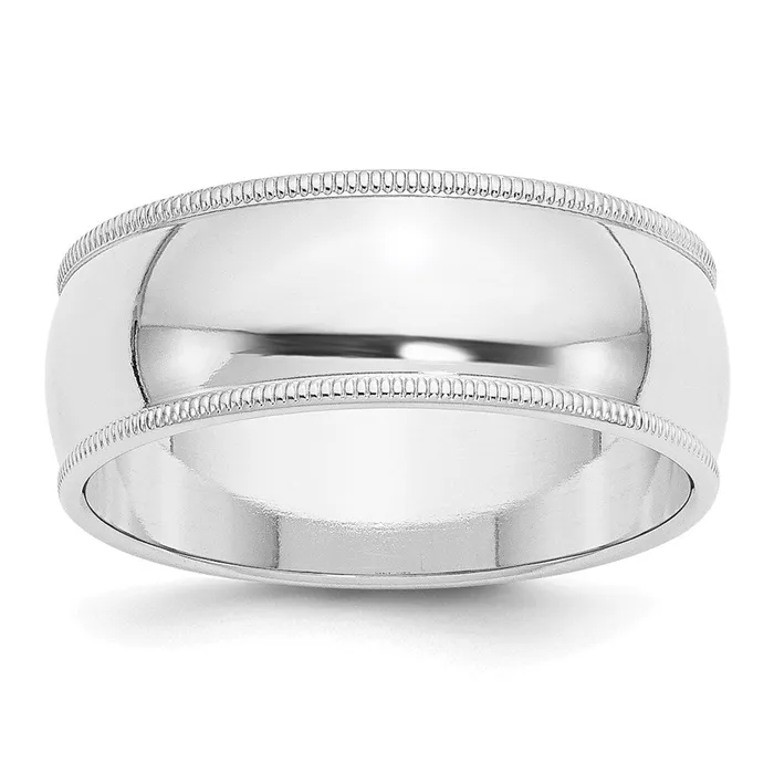 Rings Goldia Solid 10K White Gold 8mm Milgrain Half Round MensWomens Wedding Band Ring Size 45