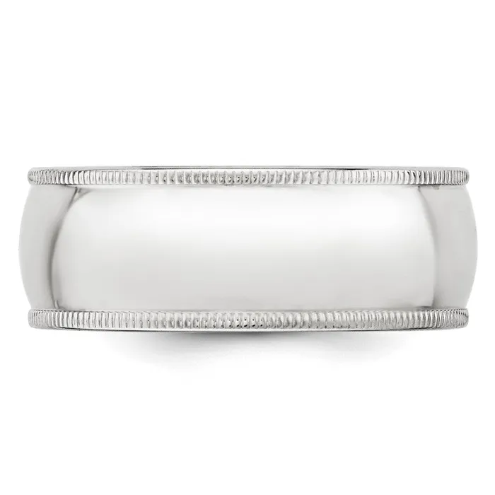 Rings Goldia Solid 10K White Gold 8mm Milgrain Half Round MensWomens Wedding Band Ring Size 45