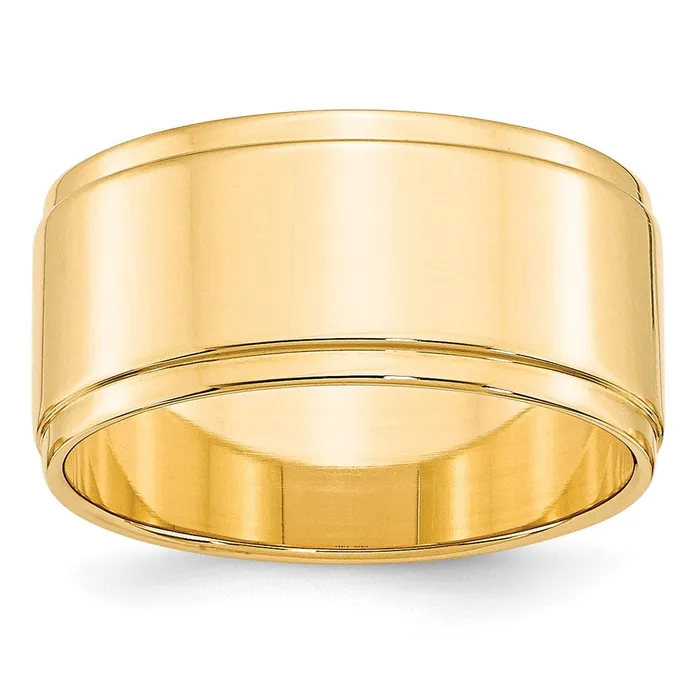 Rings Goldia Solid 10K Yellow Gold 10mm Flat with Step Edge MensWomens Wedding Band Ring Size 85