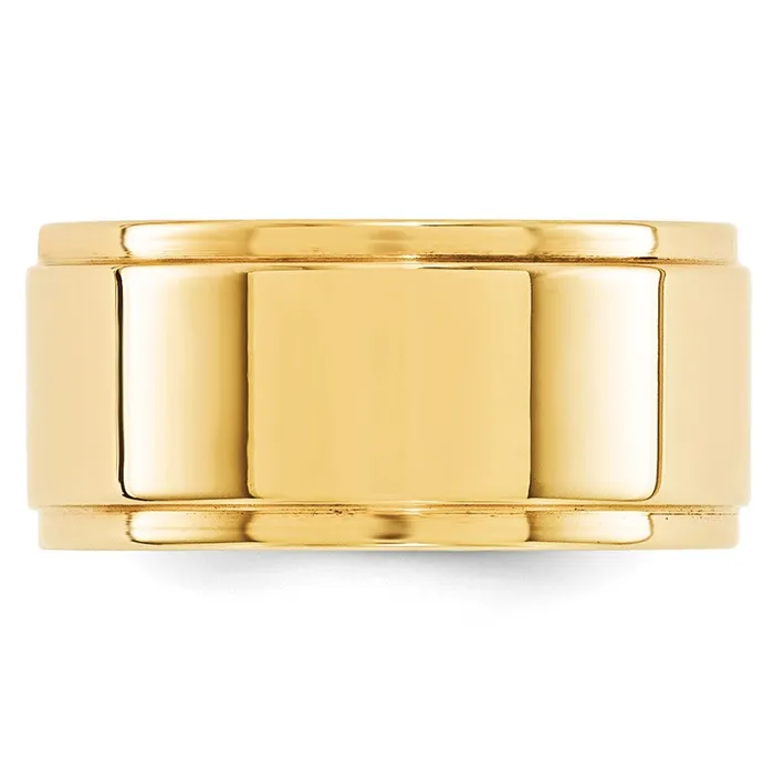 Rings Goldia Solid 10K Yellow Gold 10mm Flat with Step Edge MensWomens Wedding Band Ring Size 85
