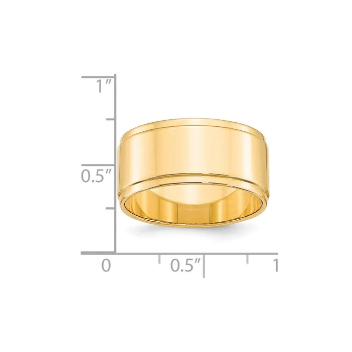Rings Goldia Solid 10K Yellow Gold 10mm Flat with Step Edge MensWomens Wedding Band Ring Size 85