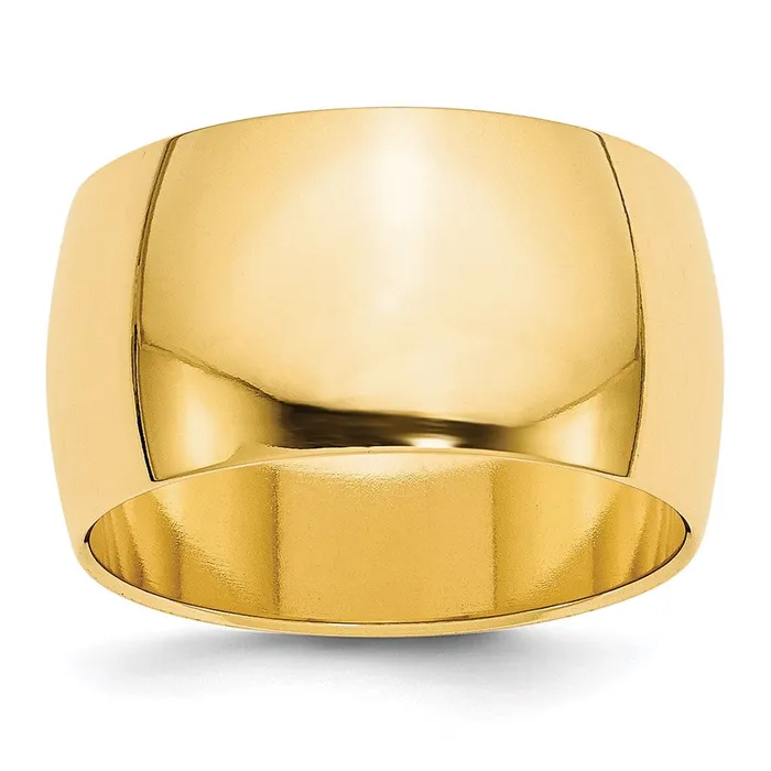 Rings Goldia Solid 10K Yellow Gold 12mm Half Round MensWomens Wedding Band Ring Size 14