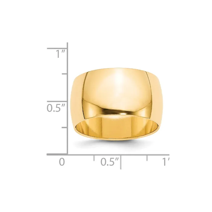 Rings Goldia Solid 10K Yellow Gold 12mm Half Round MensWomens Wedding Band Ring Size 14