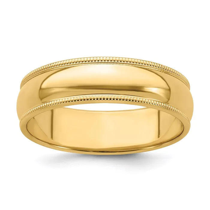 Rings Goldia Solid 10K Yellow Gold 6mm Milgrain Half Round MensWomens Wedding Band Ring Size 14