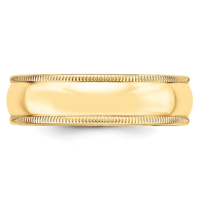 Rings Goldia Solid 10K Yellow Gold 6mm Milgrain Half Round MensWomens Wedding Band Ring Size 14