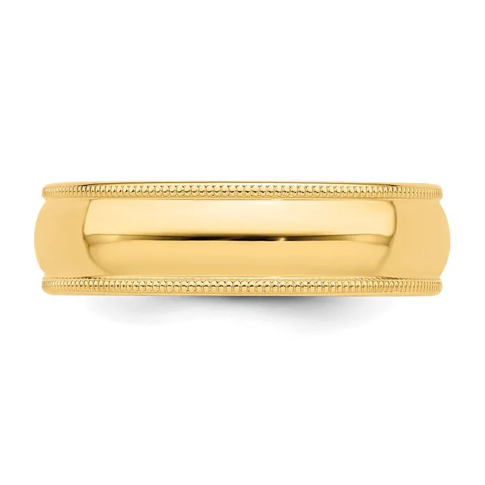 Rings Goldia Solid 10K Yellow Gold 6mm Milgrain Half Round MensWomens Wedding Band Ring Size 14
