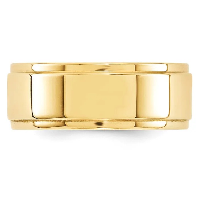 Rings Goldia Solid 10K Yellow Gold 8mm Flat with Step Edge MensWomens Wedding Band Ring Size 6