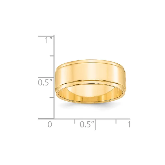 Rings Goldia Solid 10K Yellow Gold 8mm Flat with Step Edge MensWomens Wedding Band Ring Size 6