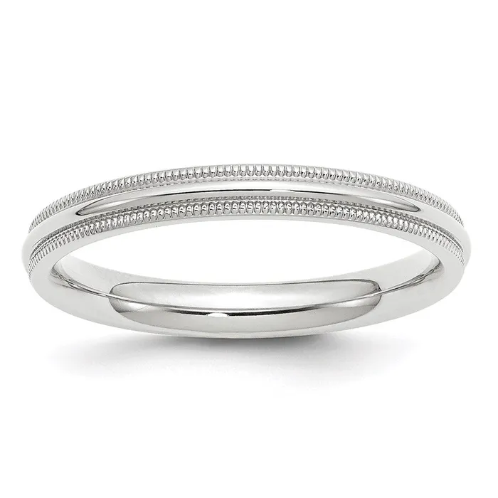 Rings Goldia Solid 14K White Gold 3mm Milgrain Comfort Fit MensWomens Wedding Band Ring Size 135