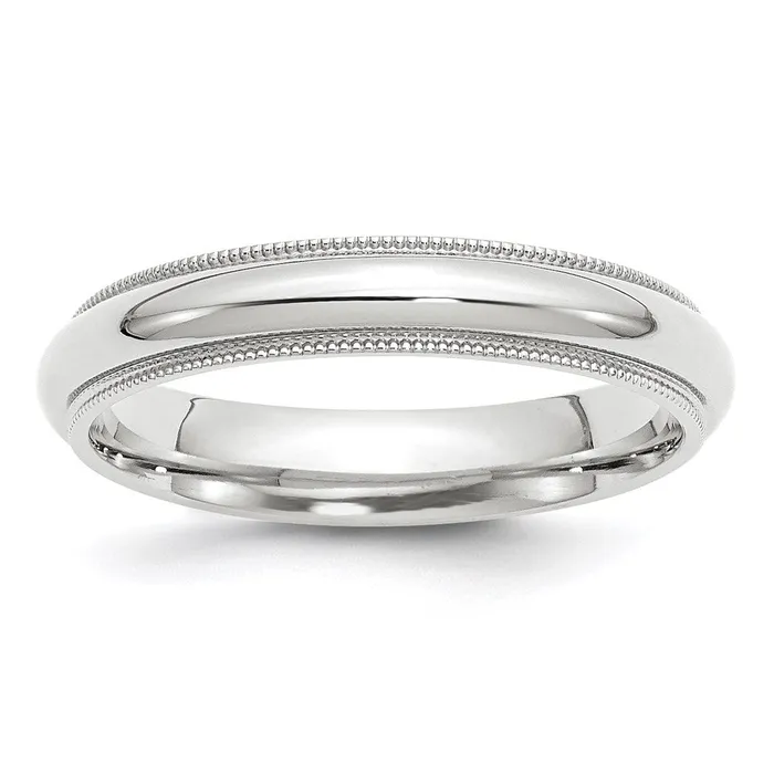 Rings Goldia Solid 14K White Gold 4mm Milgrain Comfort Fit MensWomens Wedding Band Ring Size 135