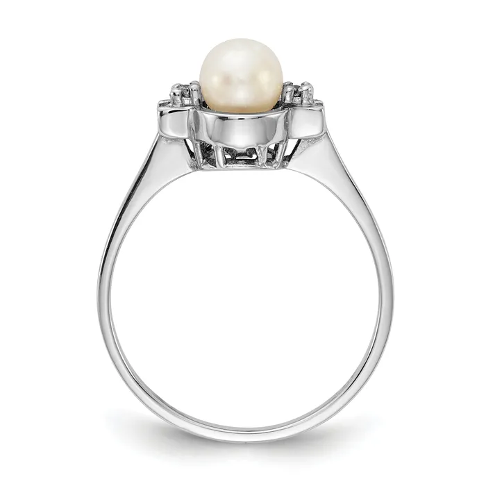 Rings Goldia Solid 14k White Gold 5mm FW Cultured Pearl A Simulated CZ Ring