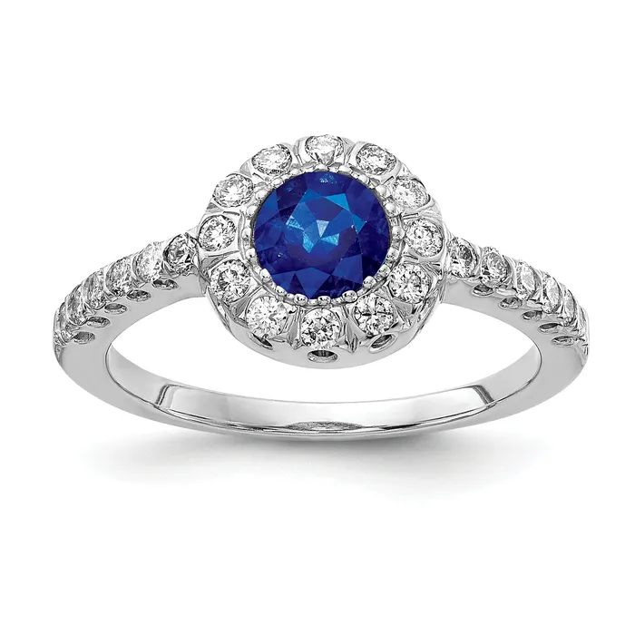 Rings Goldia Solid 14k White Gold 5mm Simulated Sapphire AA CZ Ring