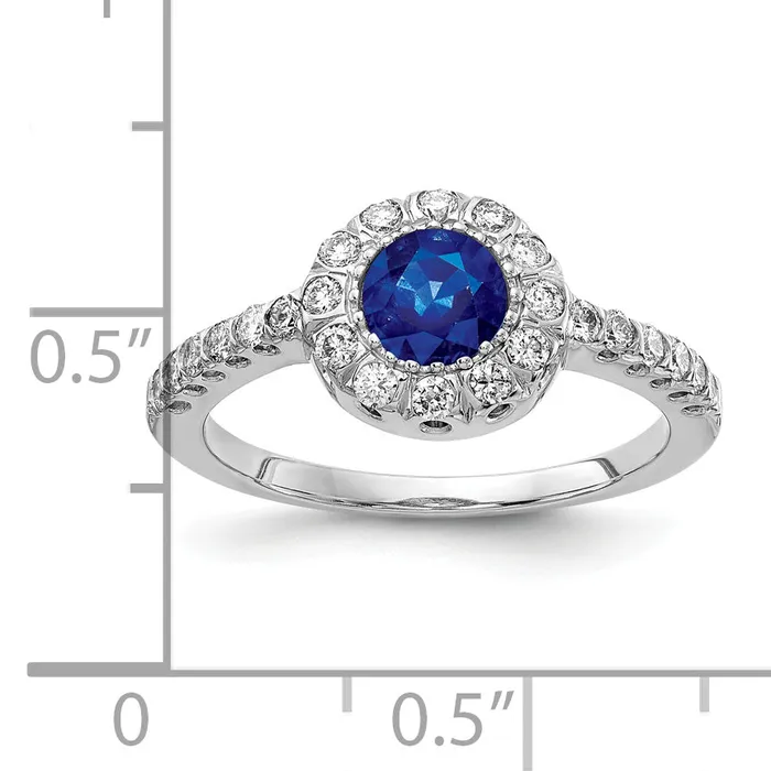 Rings Goldia Solid 14k White Gold 5mm Simulated Sapphire AA CZ Ring