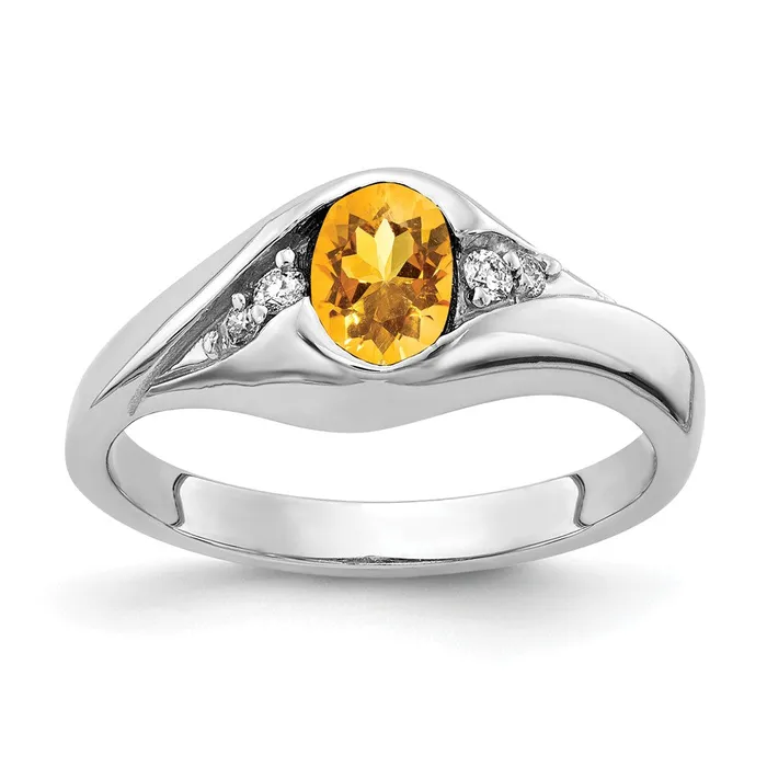 Rings Goldia Solid 14k White Gold 6x4mm Oval Simulated Citrine A CZ Ring