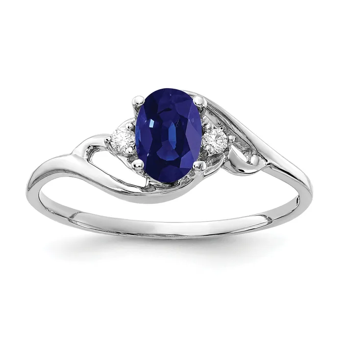 Rings Goldia Solid 14k White Gold 6x4mm Oval Simulated Sapphire AA CZ Ring