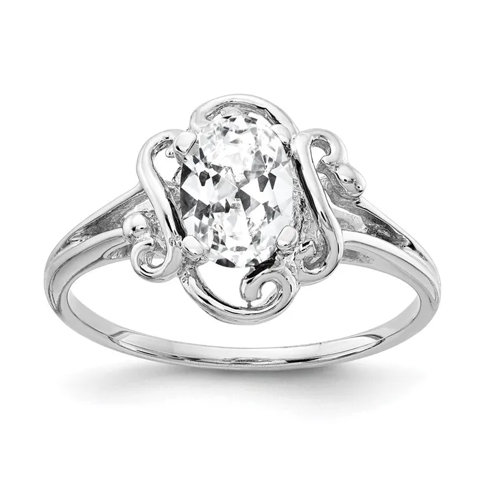Rings Goldia Solid 14k White Gold 7x5mm Oval Cubic Zirconia Ring