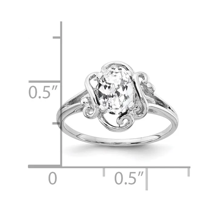 Rings Goldia Solid 14k White Gold 7x5mm Oval Cubic Zirconia Ring