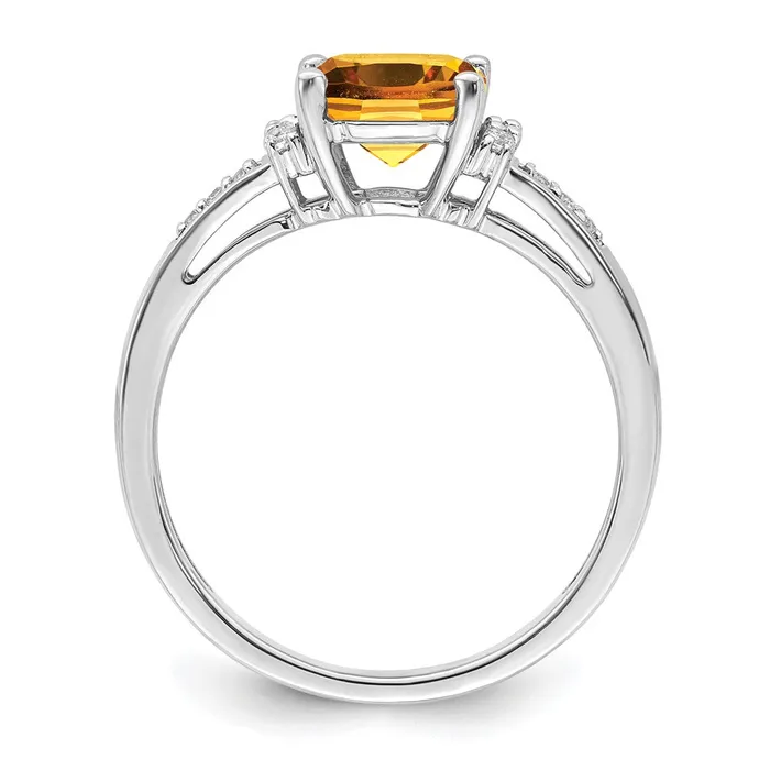 Rings Goldia Solid 14k White Gold Cushion Simulated Citrine and CZ Ring