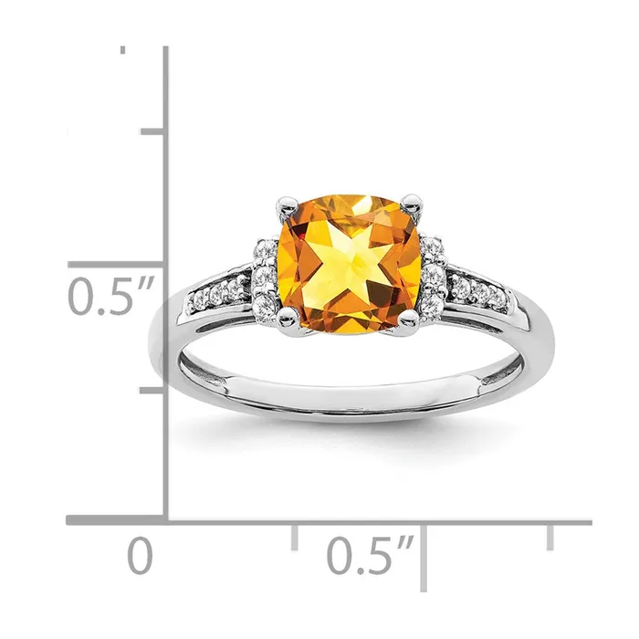 Rings Goldia Solid 14k White Gold Cushion Simulated Citrine and CZ Ring