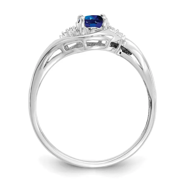 Rings Goldia Solid 14k White Gold Simulated Sapphire and CZ Ring
