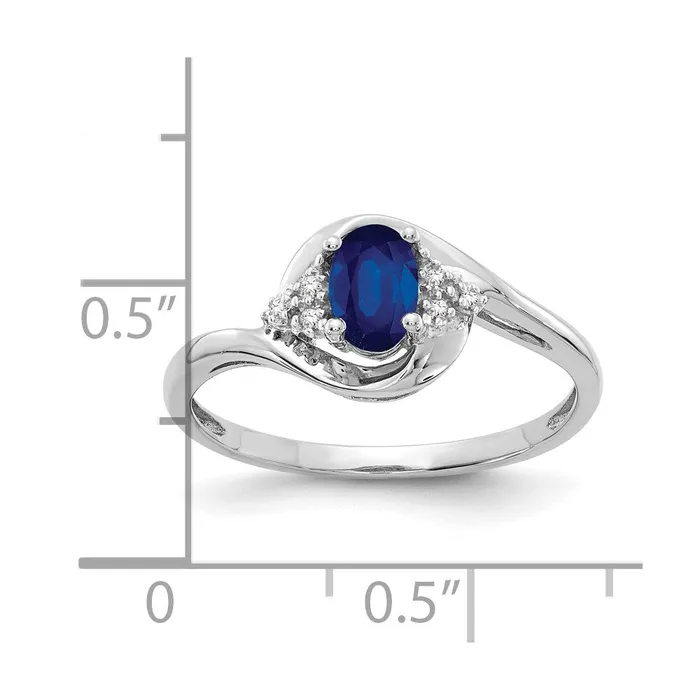 Rings Goldia Solid 14k White Gold Simulated Sapphire and CZ Ring