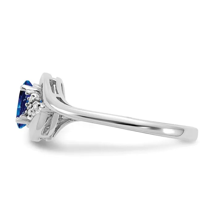 Rings Goldia Solid 14k White Gold Simulated Sapphire and CZ Ring