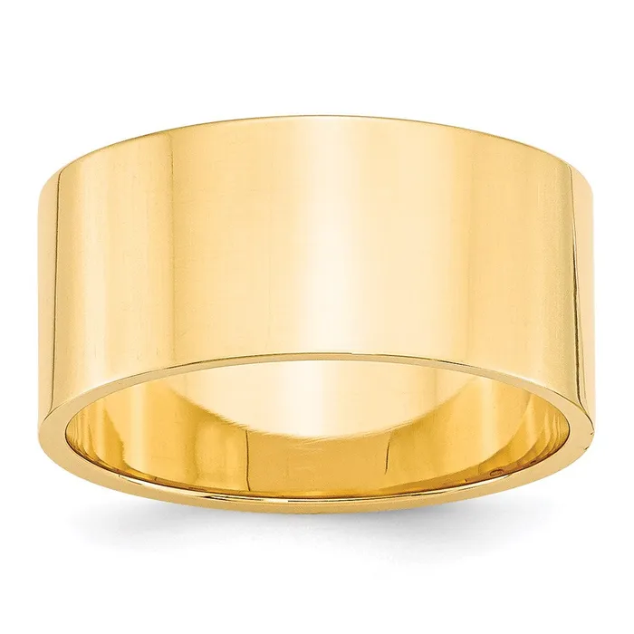 Rings Goldia Solid 14K Yellow Gold 10mm Light Weight Flat MensWomens Wedding Band Ring Size 115