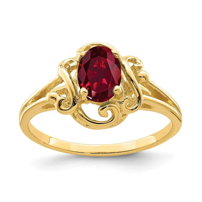 Rings Goldia Solid 14k Yellow Gold 7x5mm Oval Created Simulated Ruby Ring