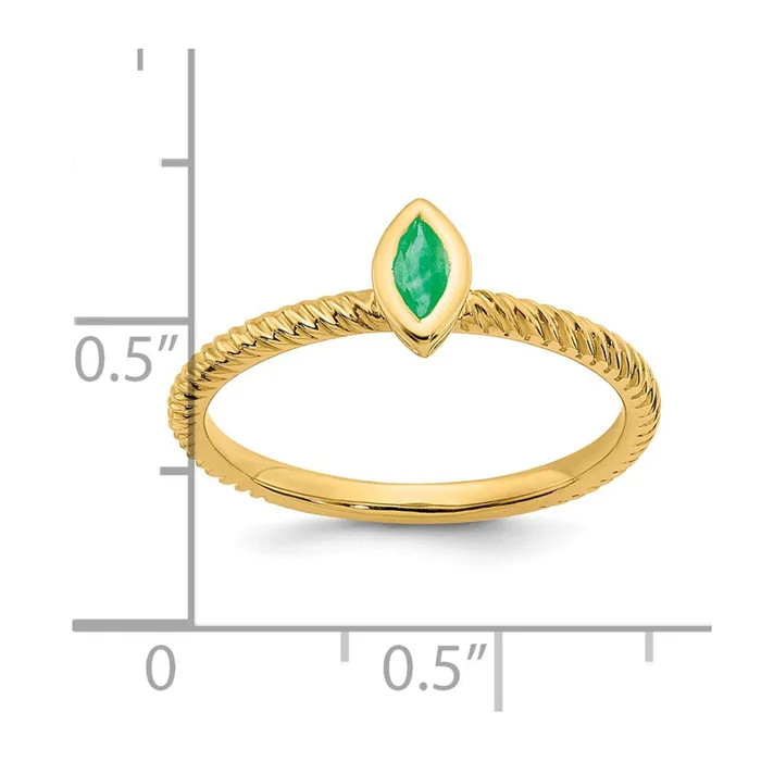 Rings Goldia Solid 14k Yellow Gold Marquise Bezel Simulated Emerald Ring