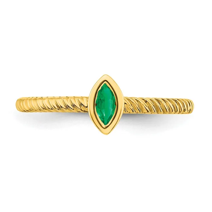 Rings Goldia Solid 14k Yellow Gold Marquise Bezel Simulated Emerald Ring